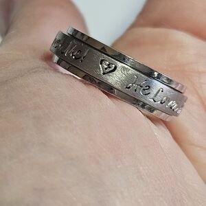 *Sale* He Loves Me Stainless Steel Spinner Ring Band Size 8